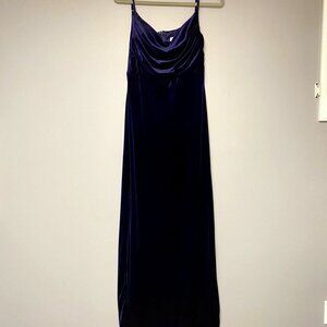 Revelry Skye Double Slit Navy Blue Velvet Formal Maxi Dress Size 6